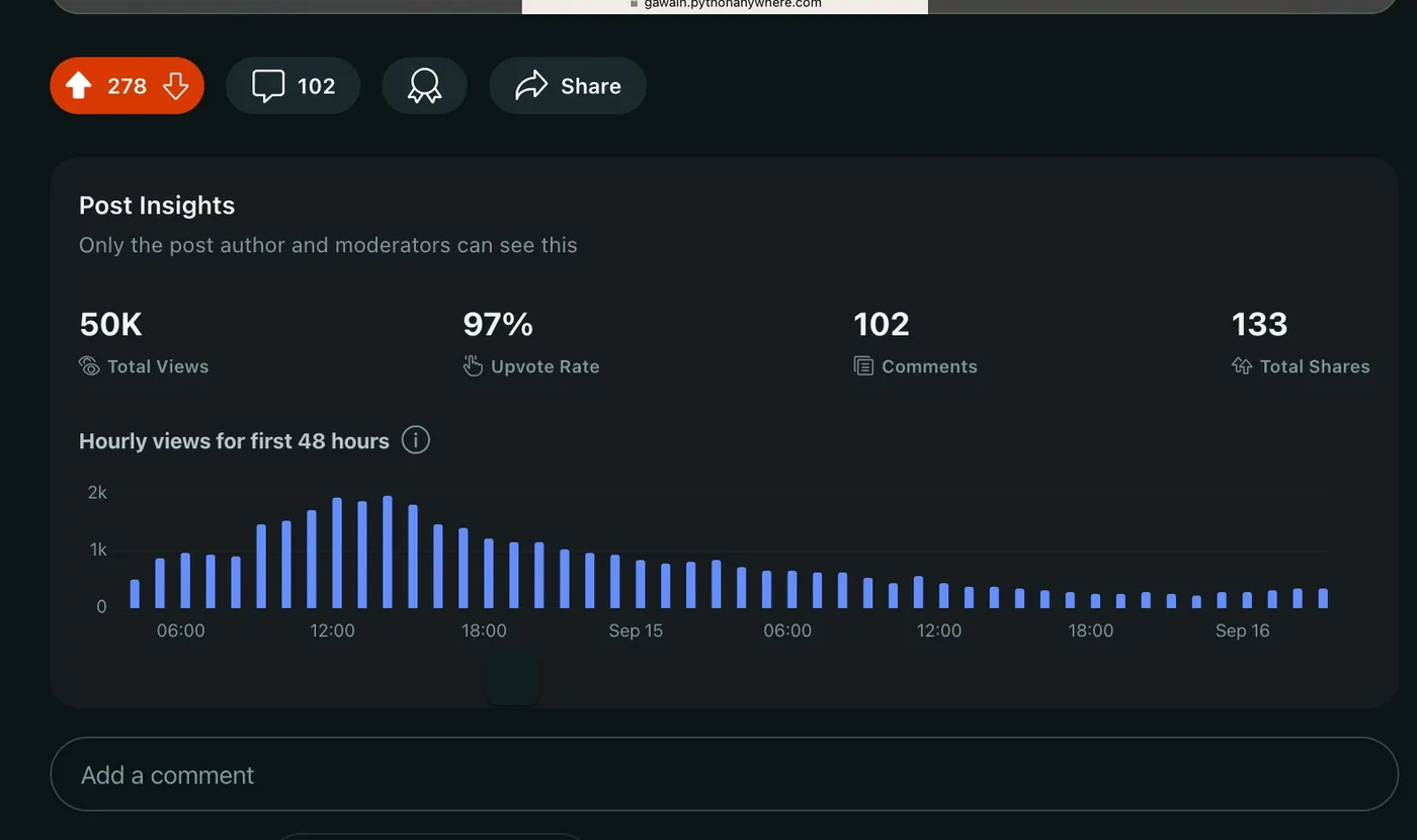 Reddit post insights for the Stoic lifespan calculator launch